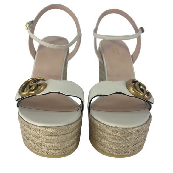 Gucci Aitana Marmont GG Leather Platform Espadrille Wedge Sandals 41 - Picture 11 of 16